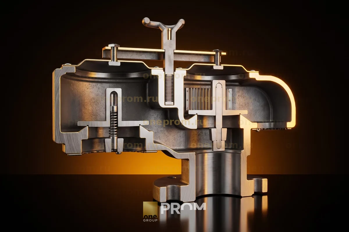 Breather valve cutaway: pressure and vacuum pallets, flame arrester